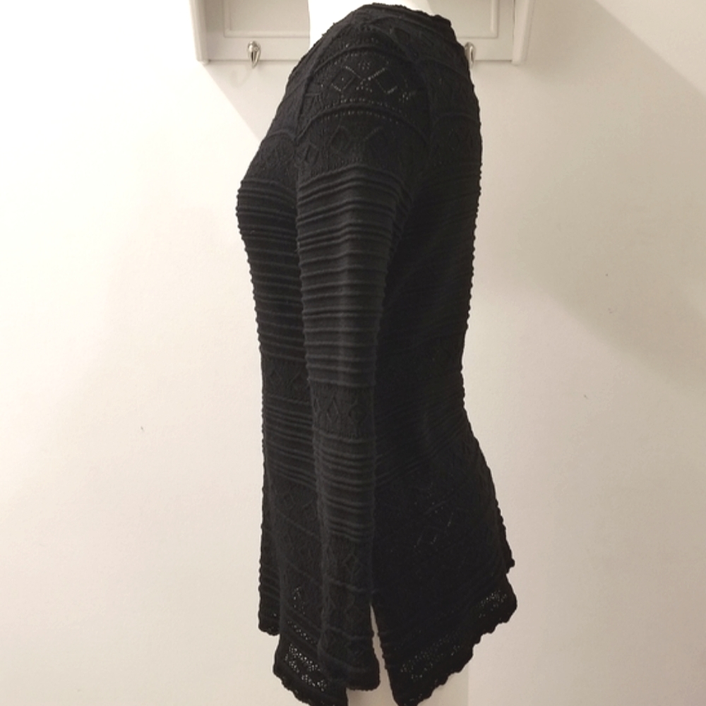 St. John Collection Vintage Spring 02' Black Open Knit Tunic Top Sz 4 S-M - Picture 5 of 15